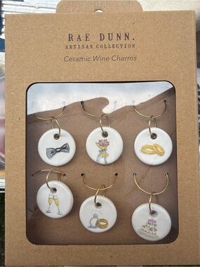 Set of 2 packs of Rae Dunn Artisan Collection Ceramic Wine Charms!